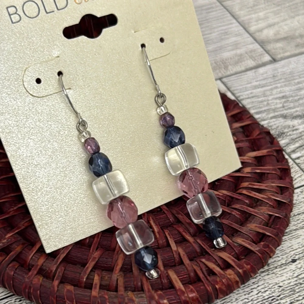 BOLD Elements Purple & Blue Dangle Earrings NEW